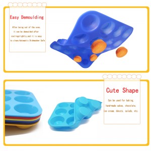 กระทะมัฟฟินซิลิโคนที่ไม่ติด - แม่พิมพ์สำหรับมัฟฟินและคัพเค้กแม่พิมพ์อบซิลิโคนแม่พิมพ์โดนัท 12 หลุมสำหรับการอบเบเกิล keto เครื่องมือสำคัญสำหรับงานปาร์ตี้และเทศกาล